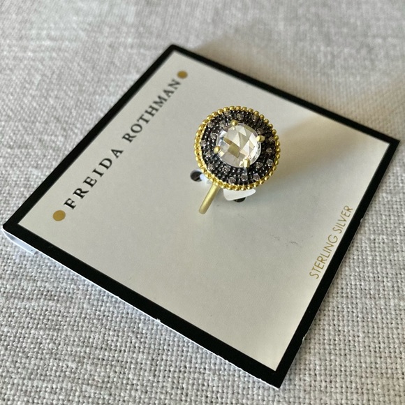 FREIDA ROTHMAN Faceted Stone Vault Cocktail Ring Gold Silver Zirconia Stone $175 - Picture 8 of 16
